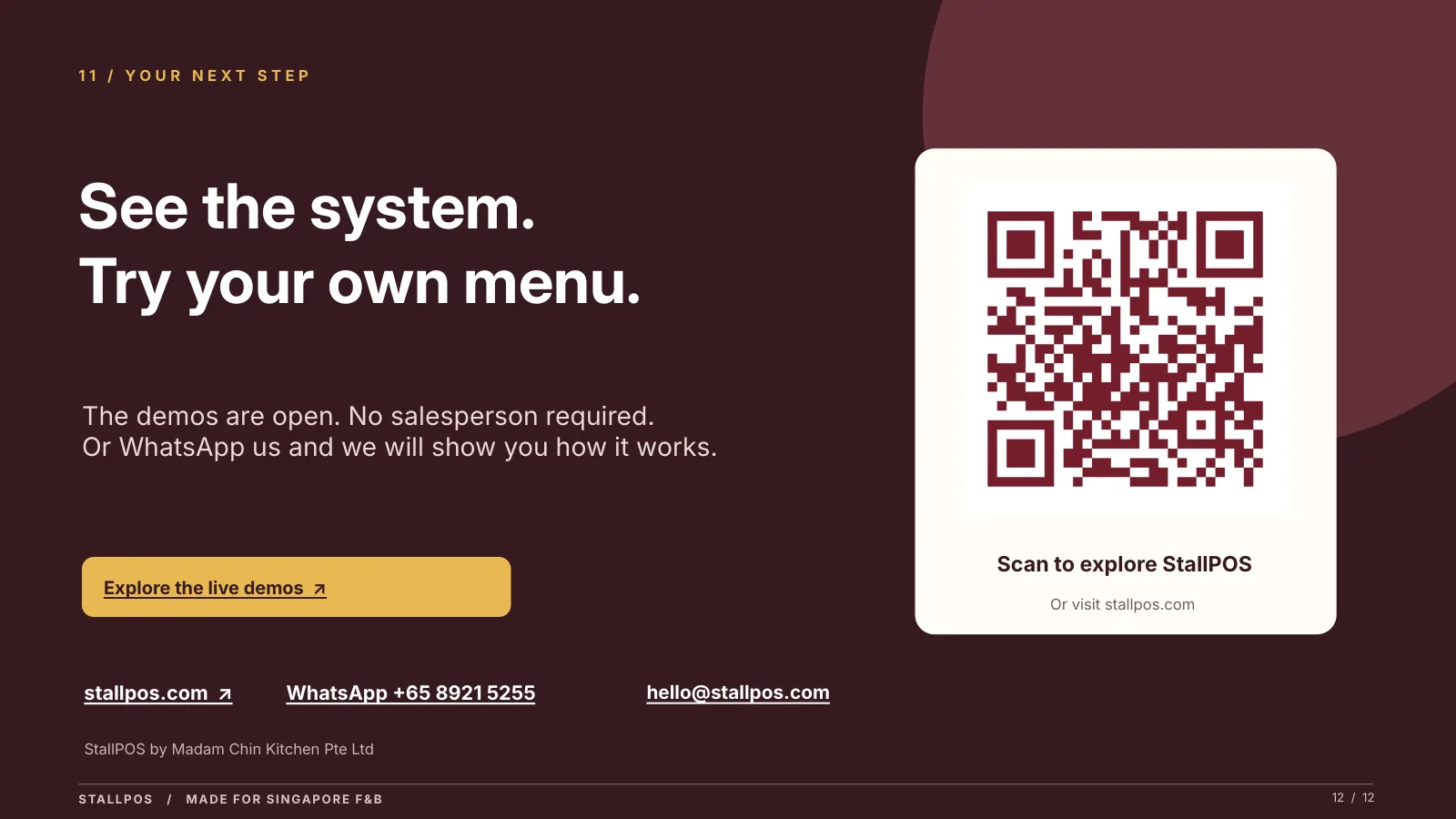 Slide 12 — See the system. Try your own menu.